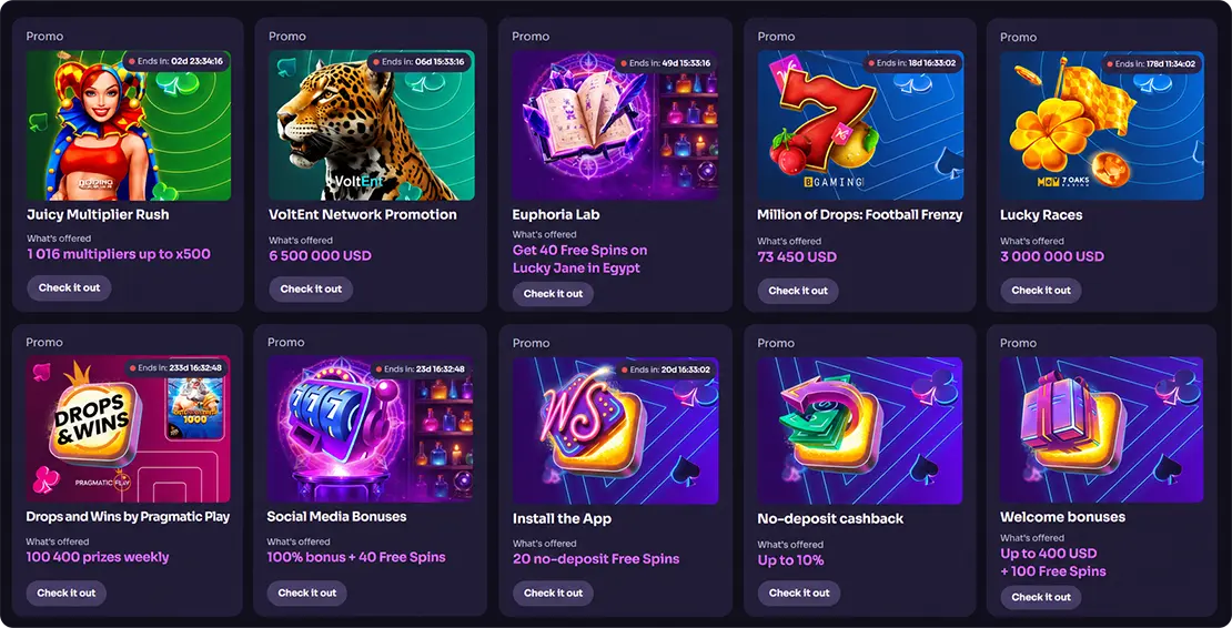 WinSpirit casino bonuses
